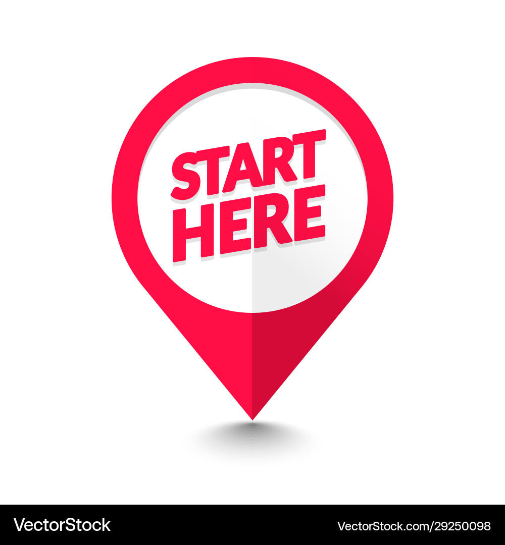 Start Here Map Pointer Icon - GPS Location vector image