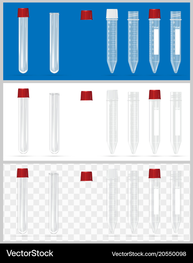 Sterile containers for analysis open and closed Vector Image