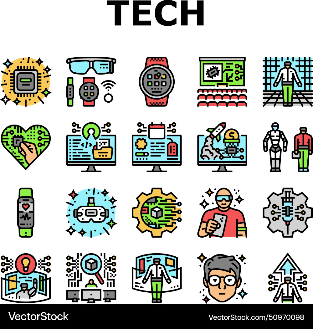 Tech-Enthusiasten geek nerd man icons set Vektorbild