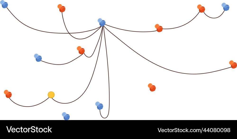 Thread fixed with thumb tacks pin connection map Thread fixed with thumb tacks pin connection map vector image