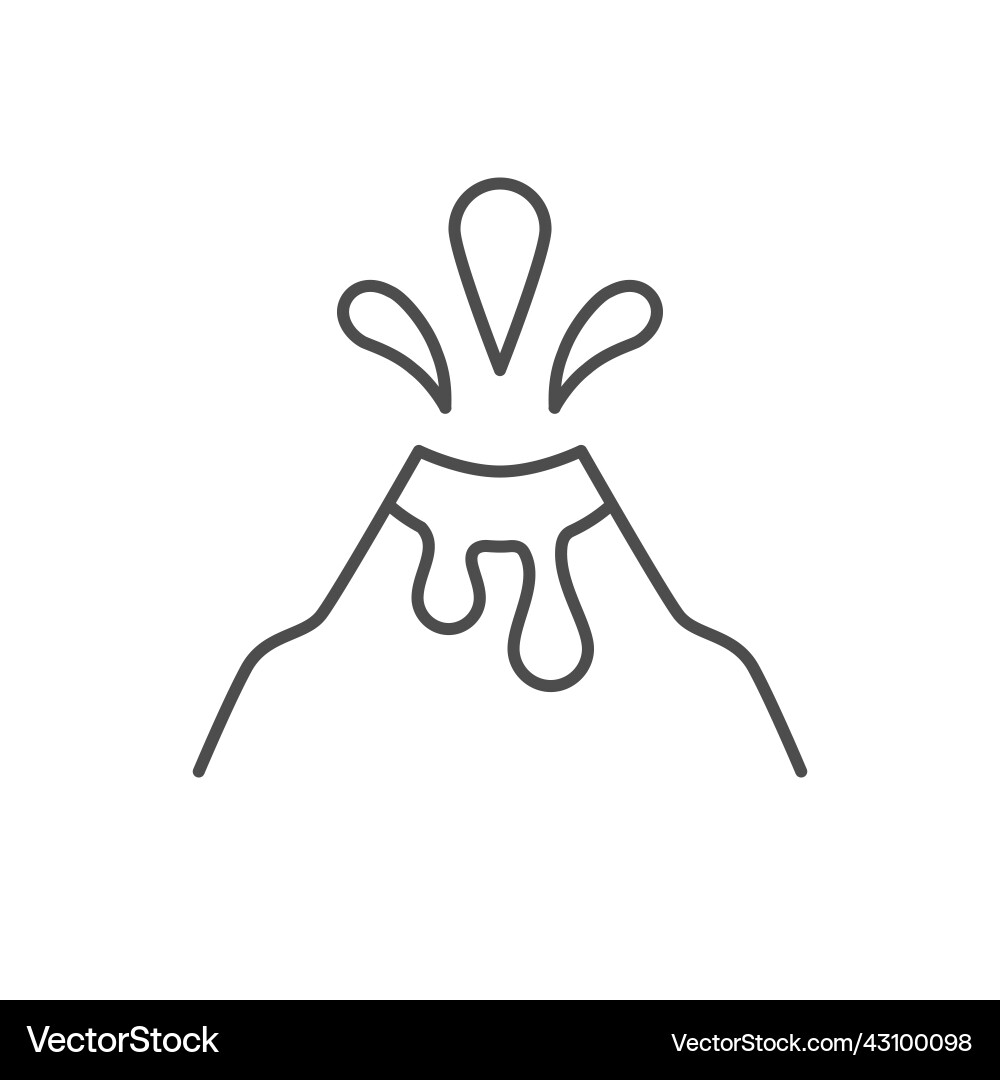 Volcano eruption line outline icon Royalty Free Vector Image