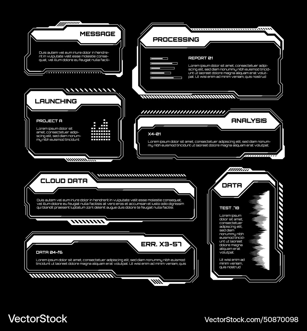 White futuristic hud ui elements sci-fi user White futuristic hud ui elements sci-fi user vector image