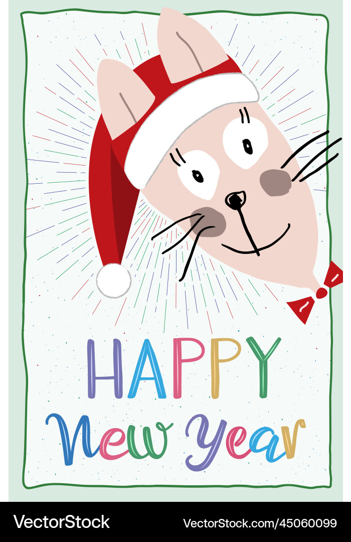 A happy new year greeting card cute funny bunny A happy new year greeting card cute funny bunny vector image
