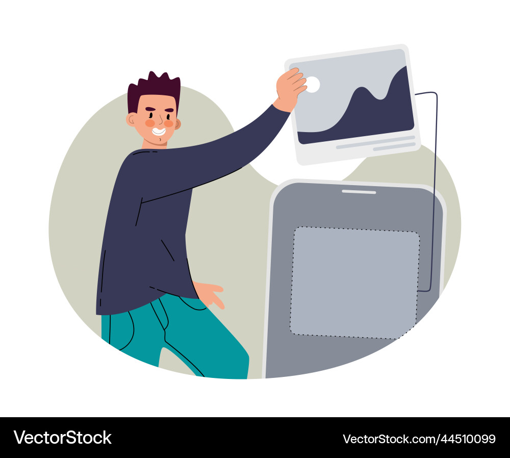 A man with elements for mobile application ui A man with elements for mobile application ui vector image