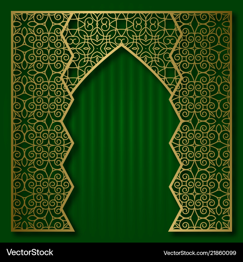 Background with golden patterned arched frame Background with golden patterned arched frame vector image