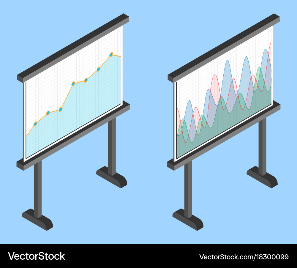 Business chart board set of graphs data vector image