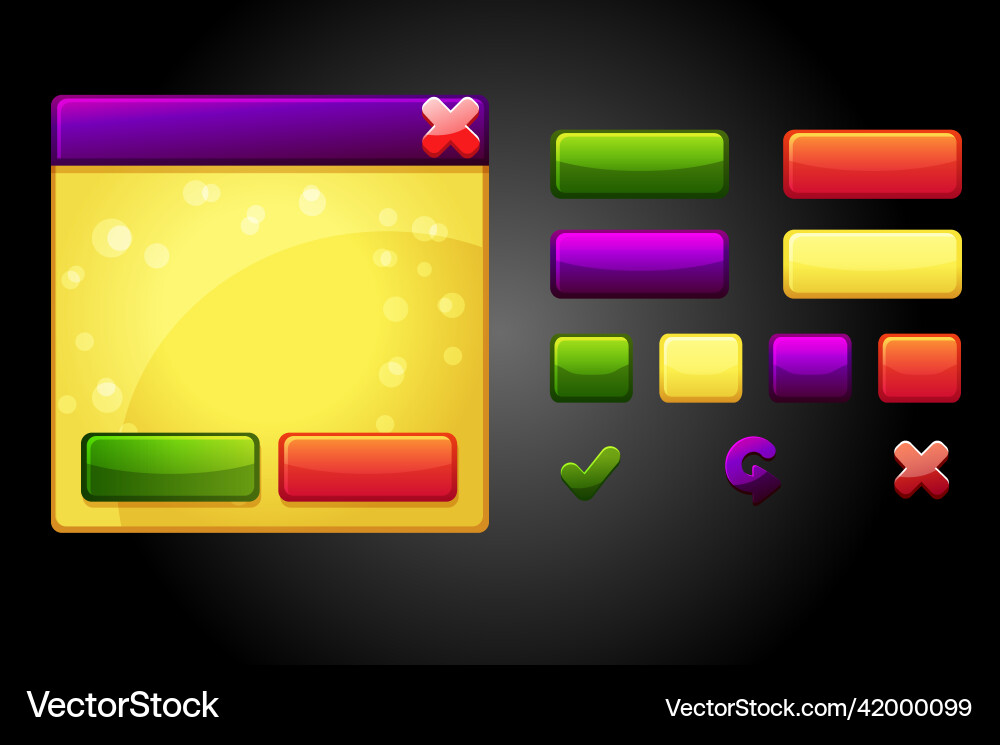 Cartoon set game ui buttons Cartoon set game ui buttons vector image