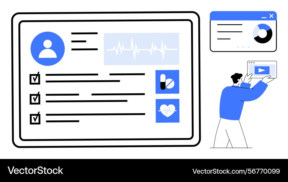Digital health profile with user info checklist Vector Image