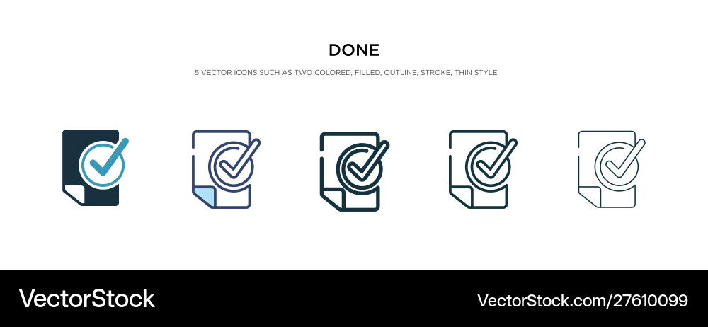Done icon in different style two colored Done icon in different style two colored vector image