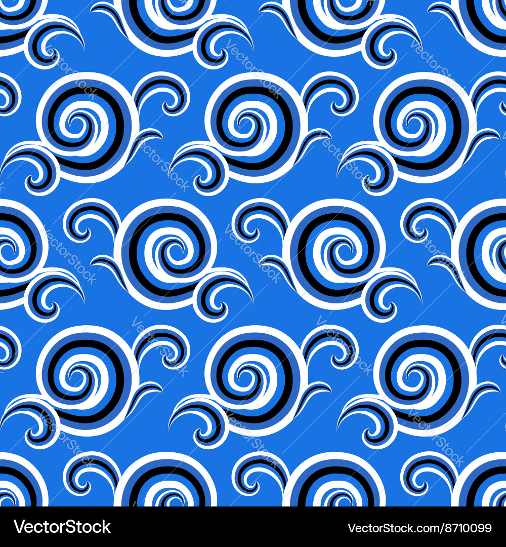 Elegant Blue Curl & Swirl Pattern Vector Image