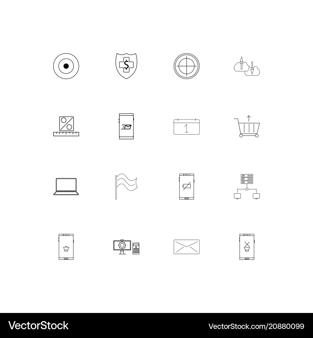 Internet technologies linear thin icons set Internet technologies linear thin icons set Vector Image