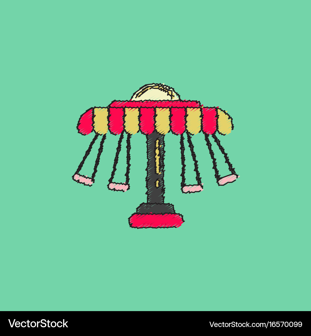 Merry-go-round icon in hatching style vector image