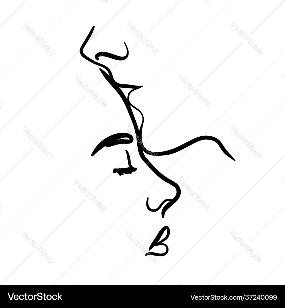 Minimal face drawing in lines Minimal face drawing in lines Vector Image