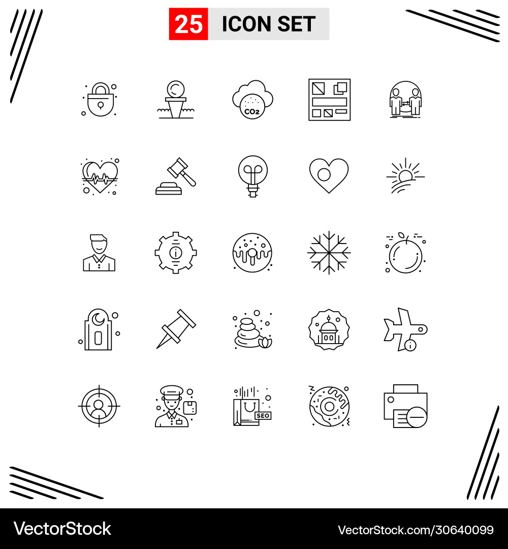 Modern set 25 lines and symbols such as user vector image