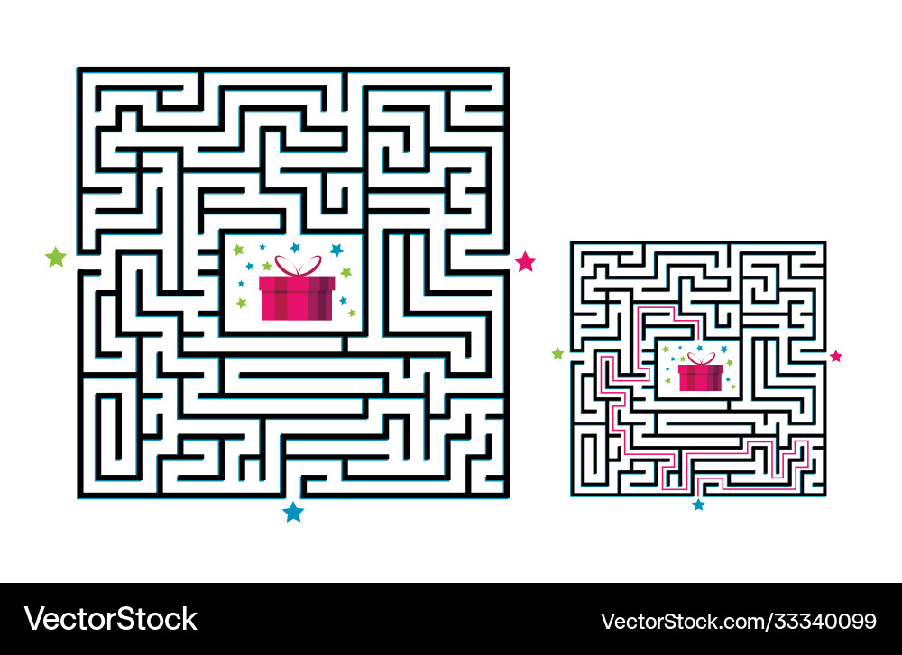 Quadratische Labyrinth Spiel für Kinder Quadratische Labyrinth Spiel für Kinder vektorbild