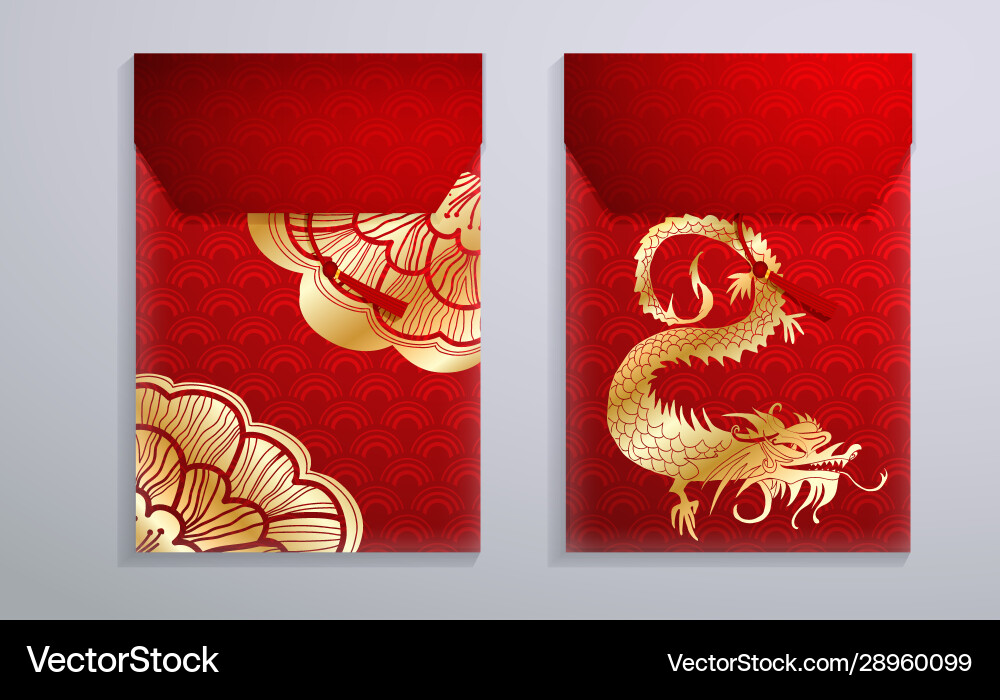 Red envelope packet set for new year Vector Image