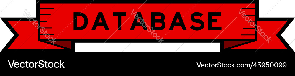 Ribbon label banner with word database in red Vector Image