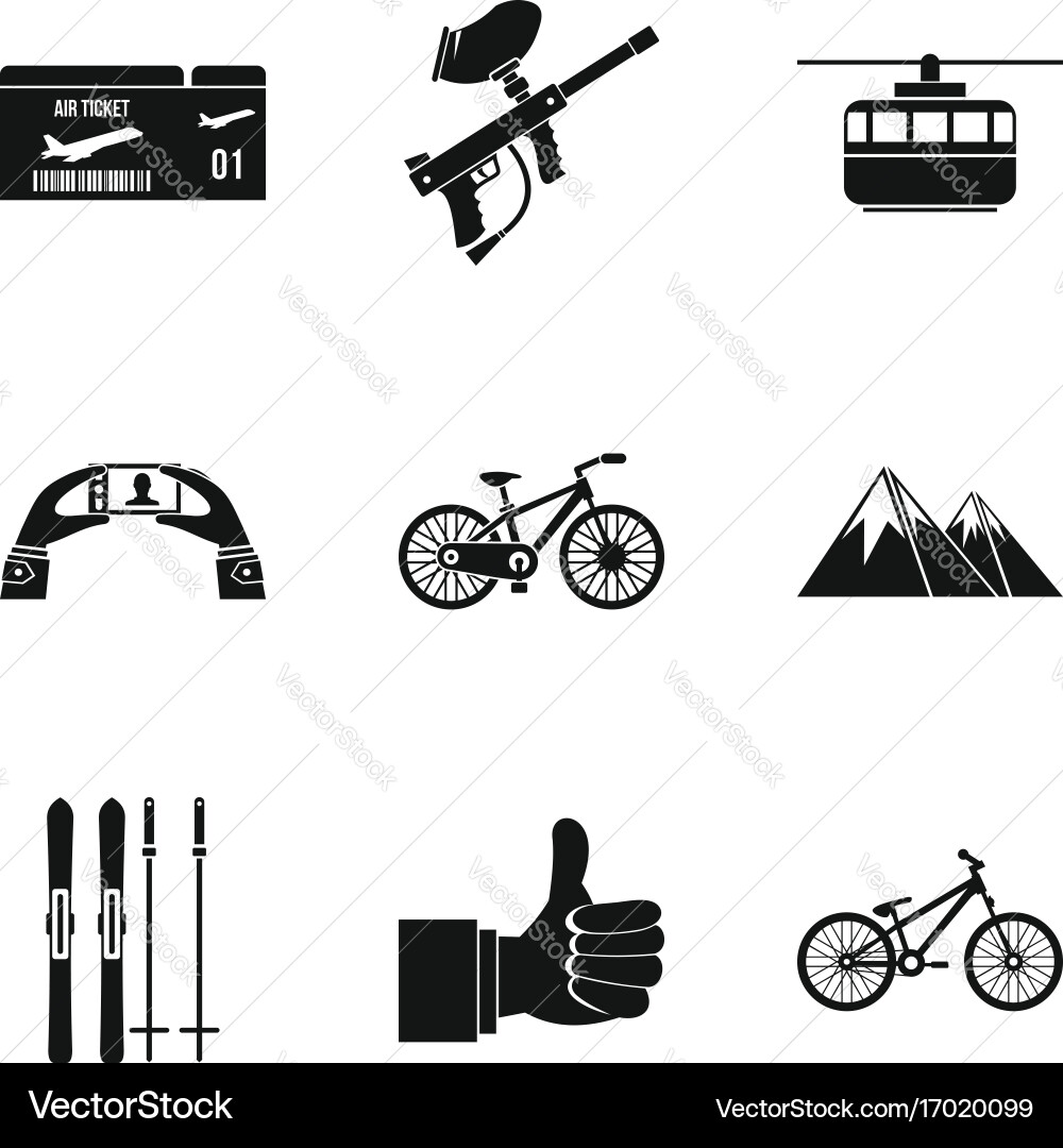 Ropeway icons set simple style Vector Image