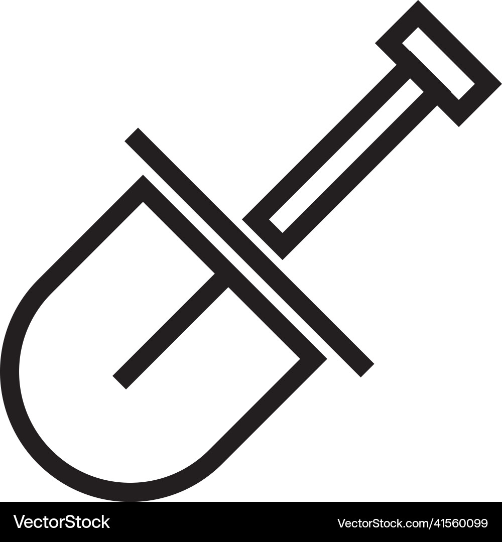 Shovel icon small handle gardening tool in linear Shovel icon small handle gardening tool in linear vector image