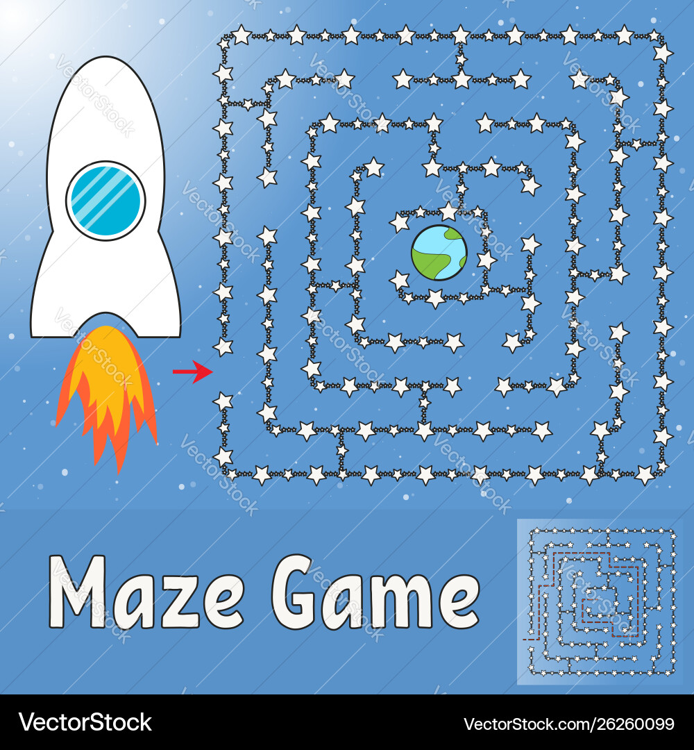 Simple maze help rocket find its way Simple maze help rocket find its way vector image