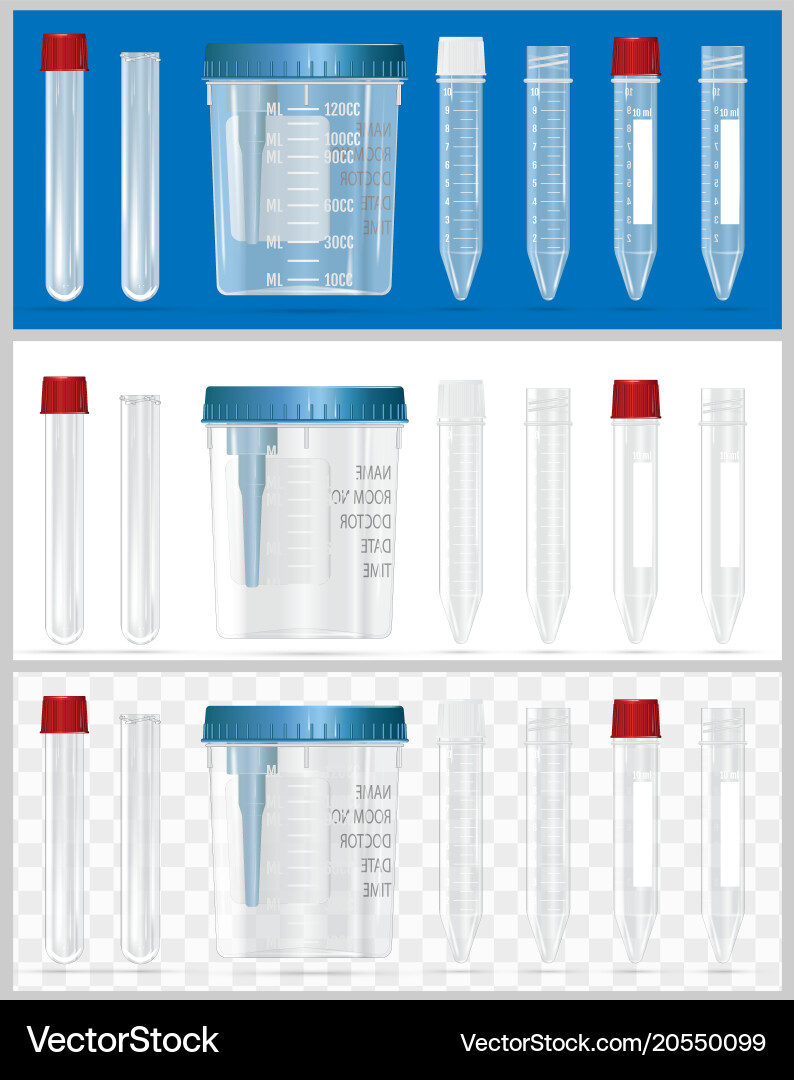 Sterile containers for analysis open and closed Vector Image
