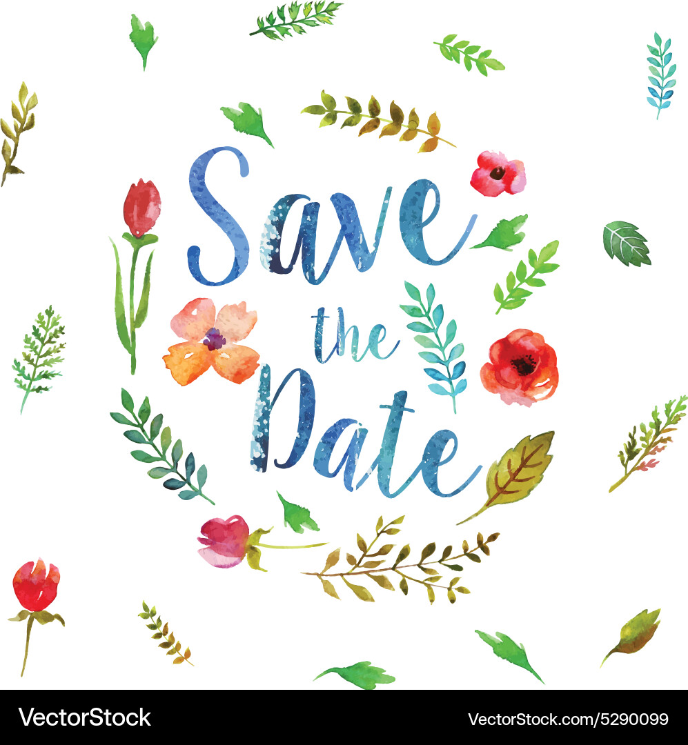 Watercolor Leaf Wedding Background vector image