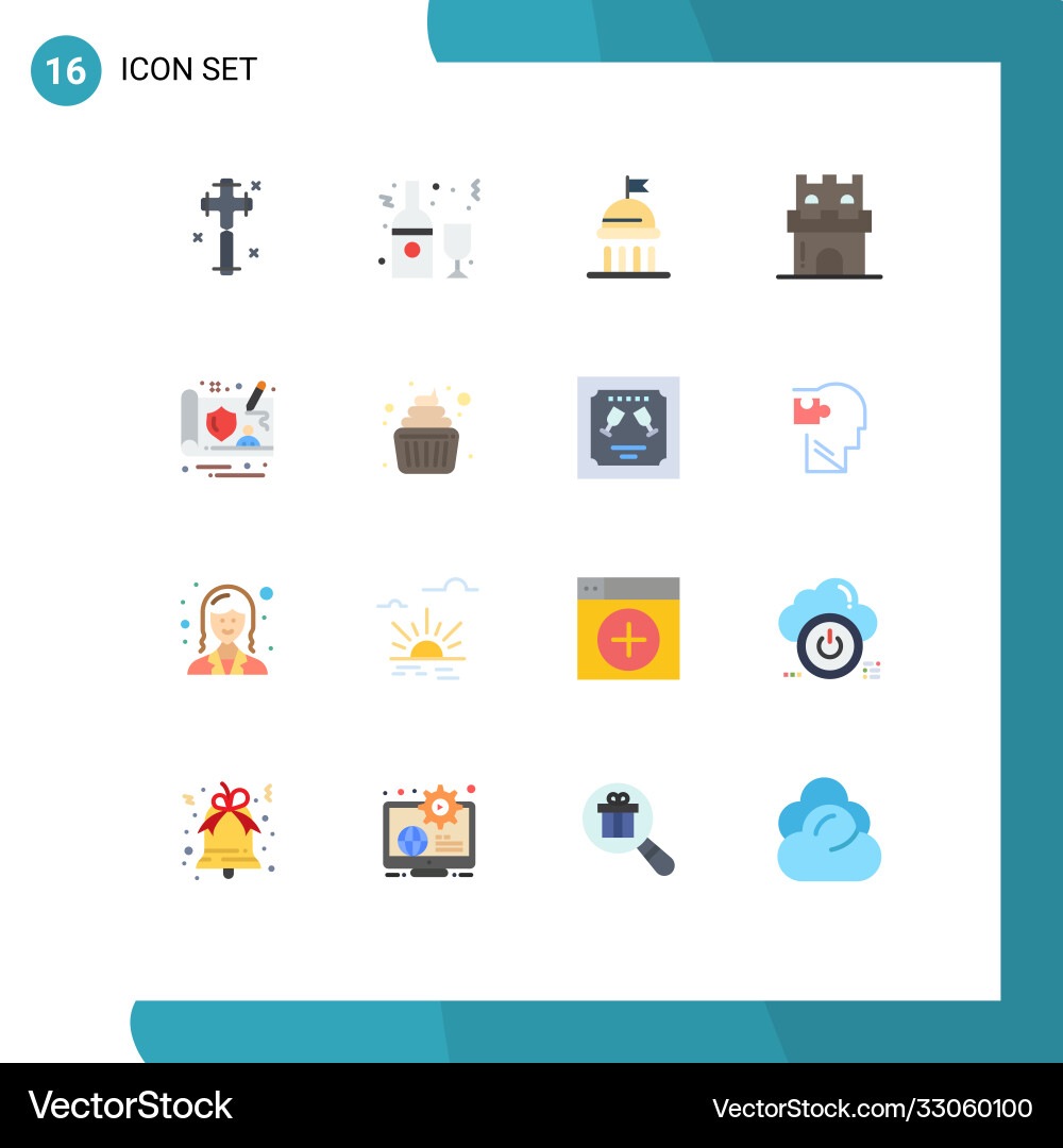 16 universal flat colors set for web and mobile Vector Image