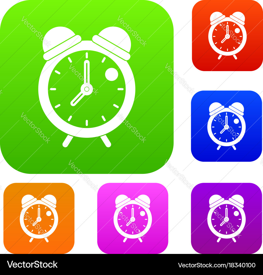 Alarm clock retro classic design set color Vector Image