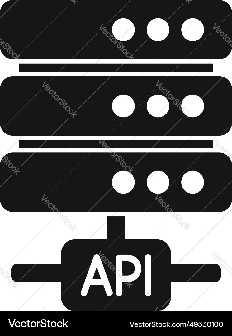 Api server data icon simple gear hosting Api server data icon simple gear hosting vector image