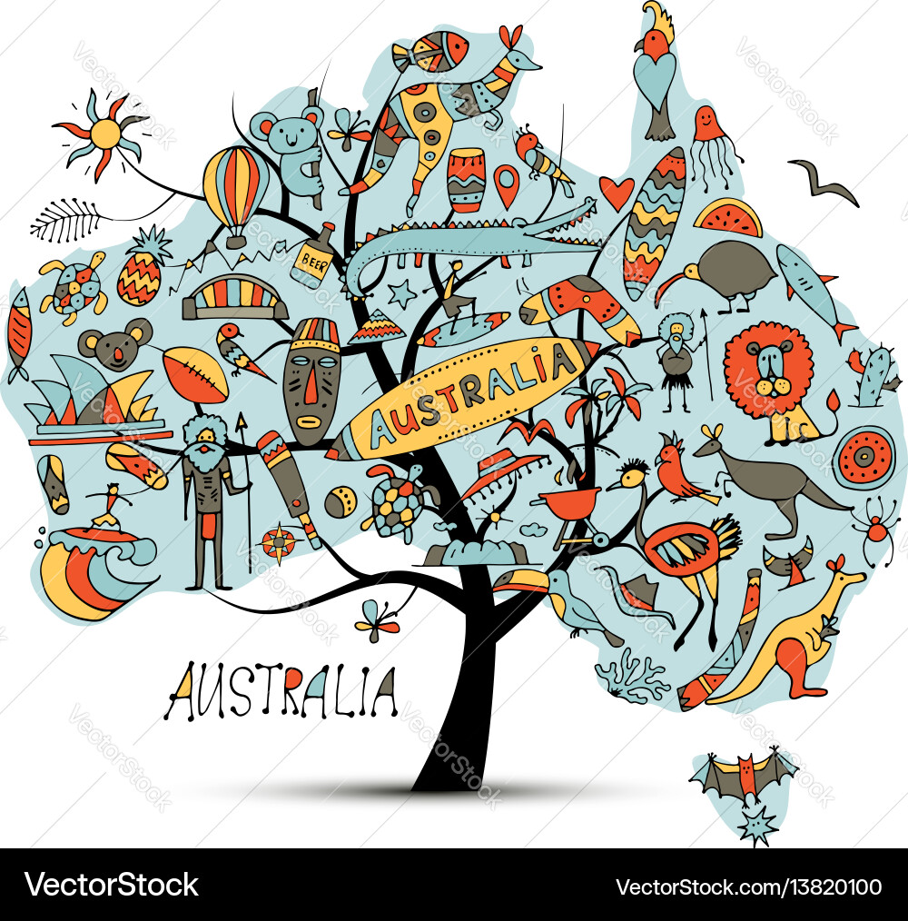 Australian Icons Map Tree vector image