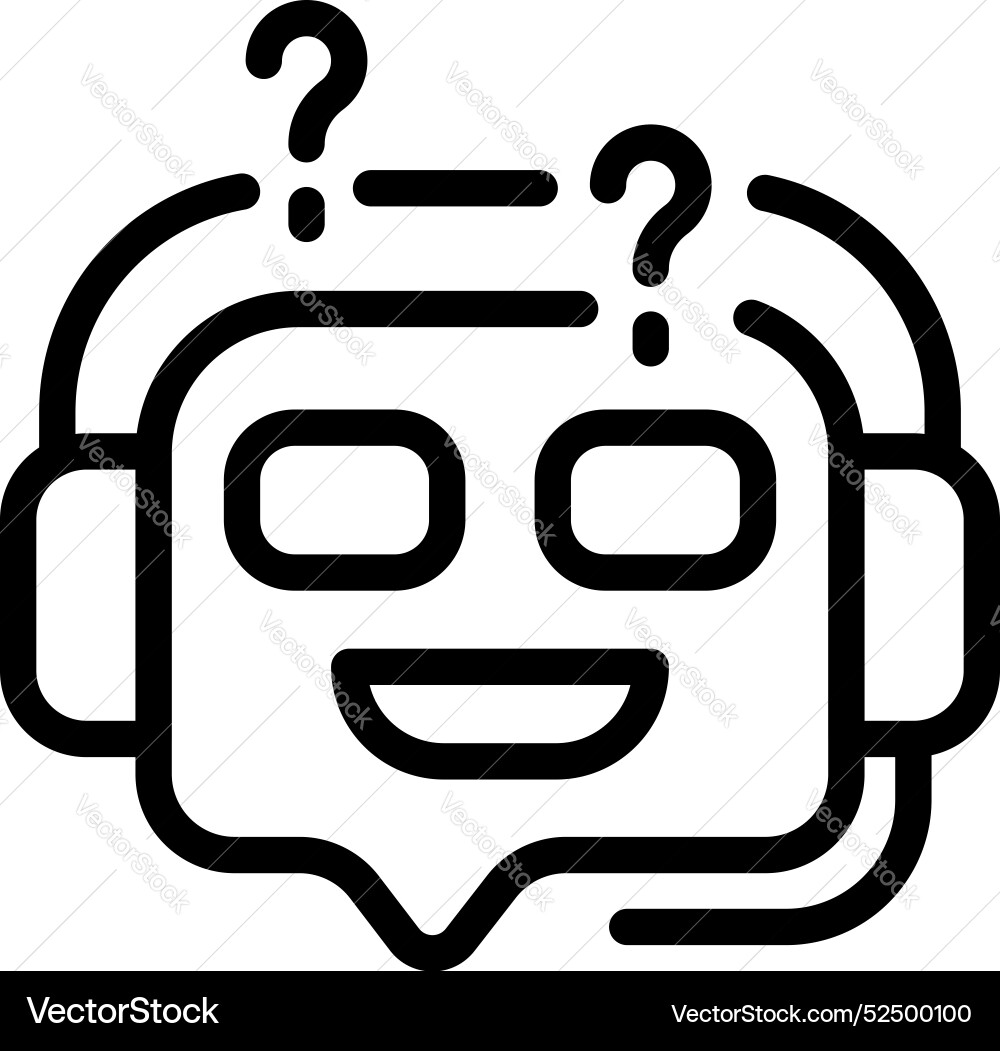 Chatbot having doubts while smiling icon outline Chatbot having doubts while smiling icon outline vector image