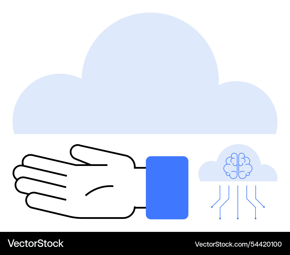Cloud computing concept with brain symbol Cloud computing concept with brain symbol vector image