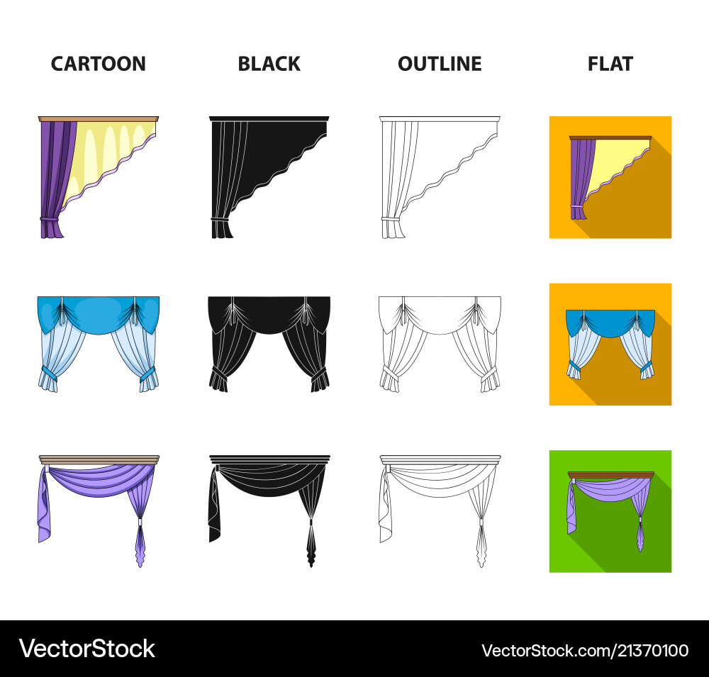 Different types of window curtainscurtains set Vector Image