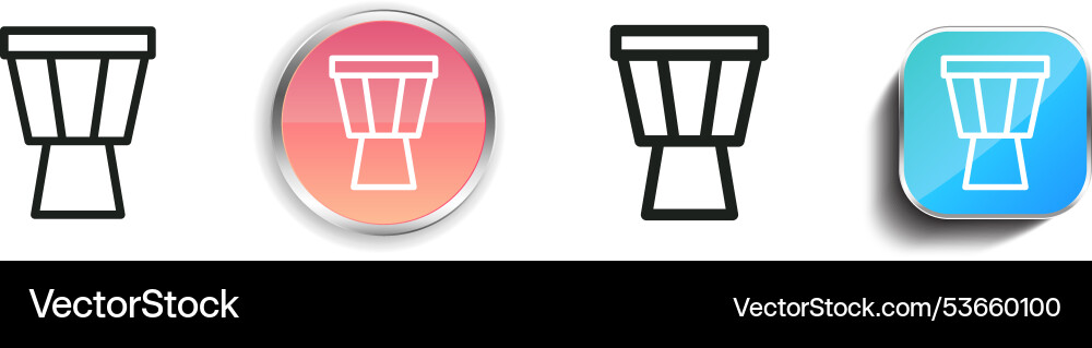 Drum icon thin linear regular and button style Vector Image