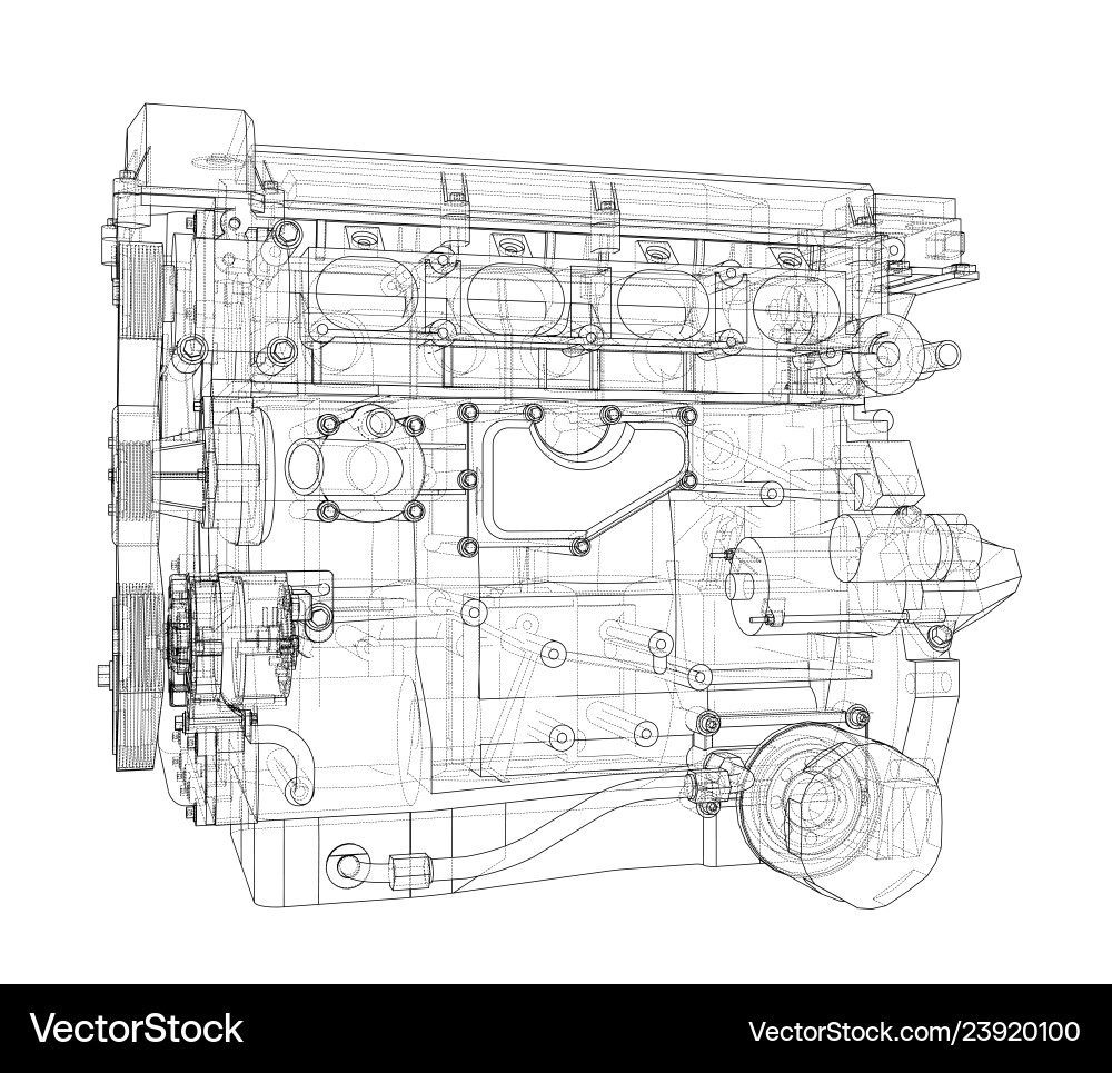 Engine sketch rendering of 3d Vector Image