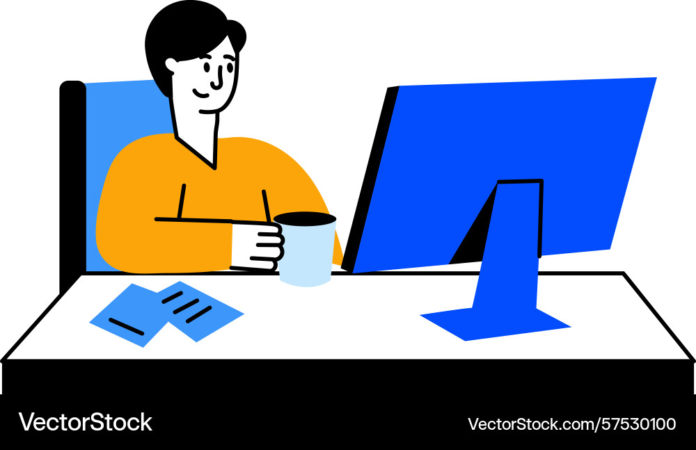 Flat style showing character working Vector Image