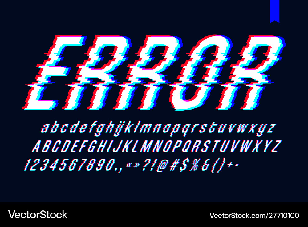 Font with glitch effect digital distorted Font with glitch effect digital distorted vector image