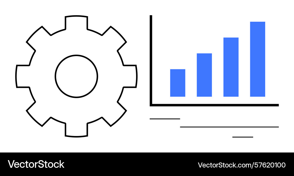 Gear and bar chart representing data analysis Gear and bar chart representing data analysis vector image