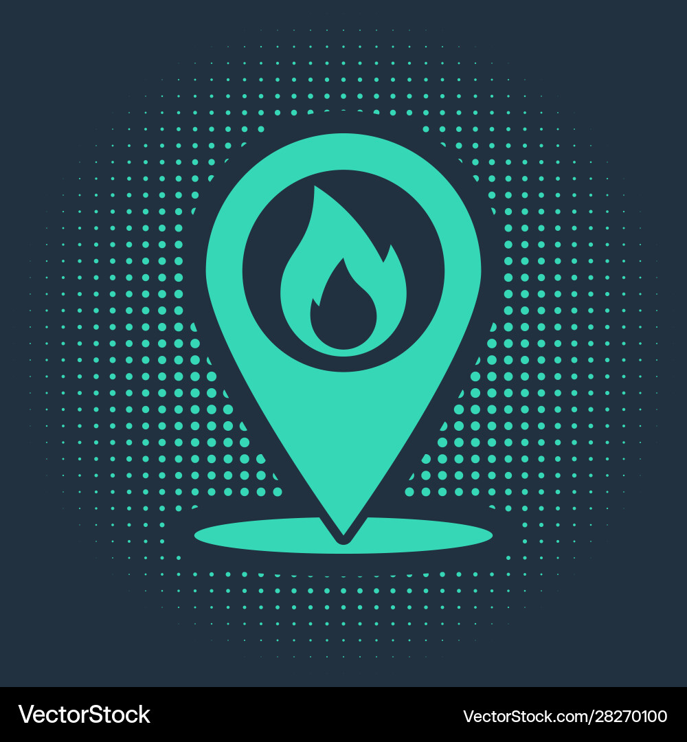Green map pointer with fire flame icon isolated Green map pointer with fire flame icon isolated Vector Image