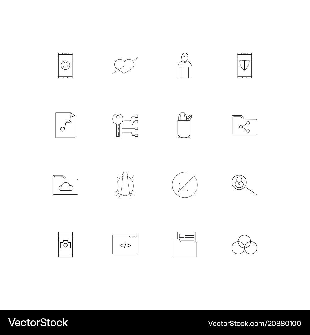 Internet technologies linear thin icons set vector image