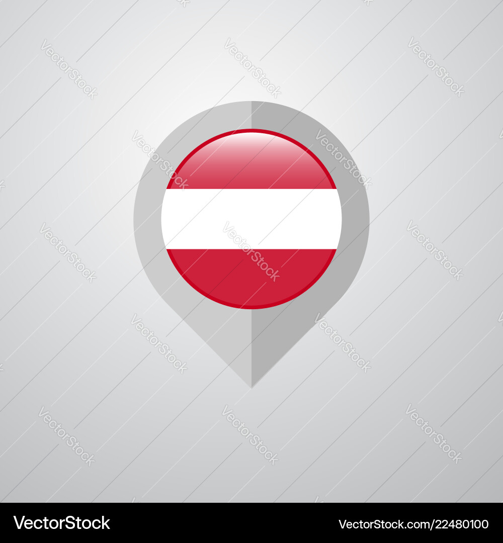 Karten-Navigationszeiger mit austria flag design Vektorbild