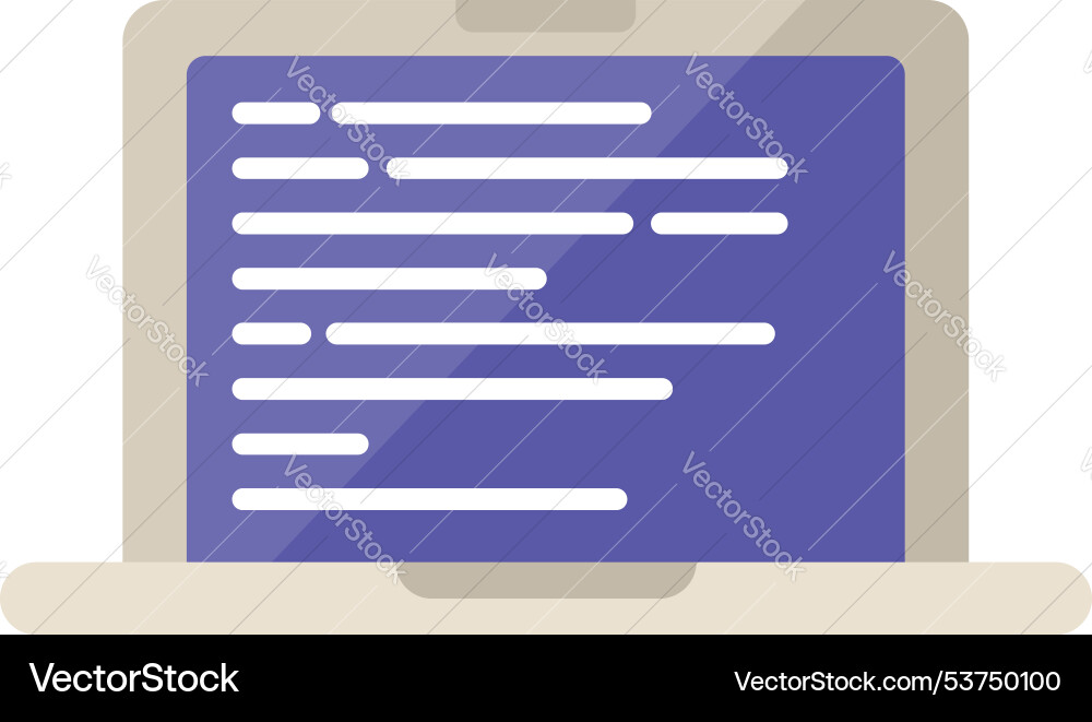 Laptop showing programming code on screen Laptop showing programming code on screen vector image