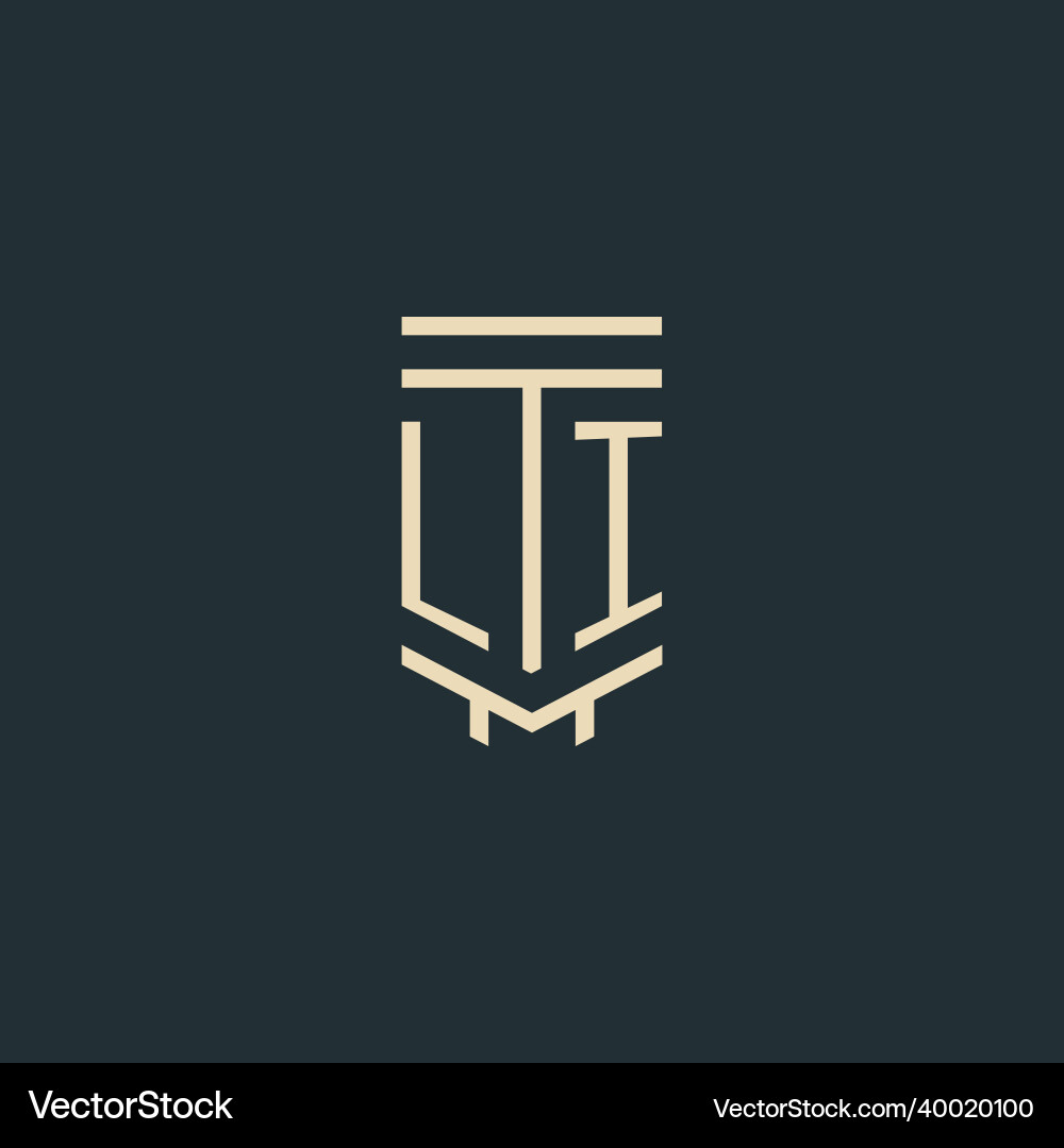 Li initial monogram with simple line art pillar Li initial monogram with simple line art pillar Vector Image