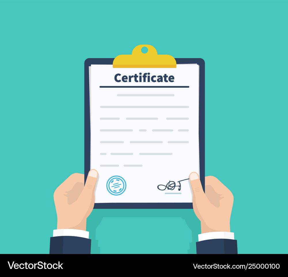 Man hold certificate checklist holding Vector Image