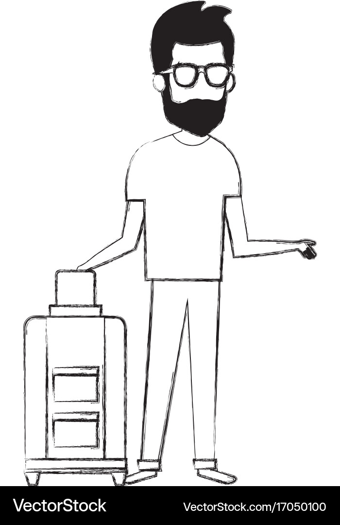 Man with suitcase character Vector Image