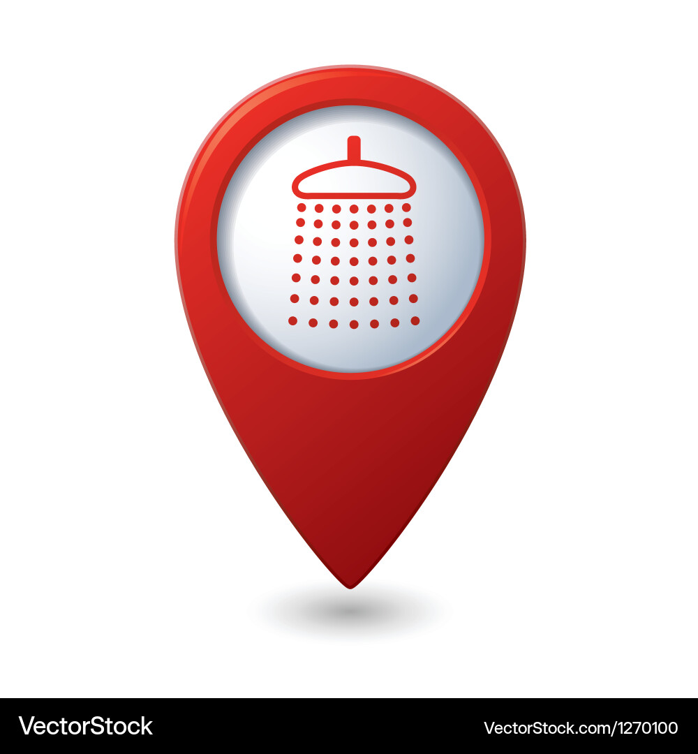 Map pointer with shower icon Vector Image