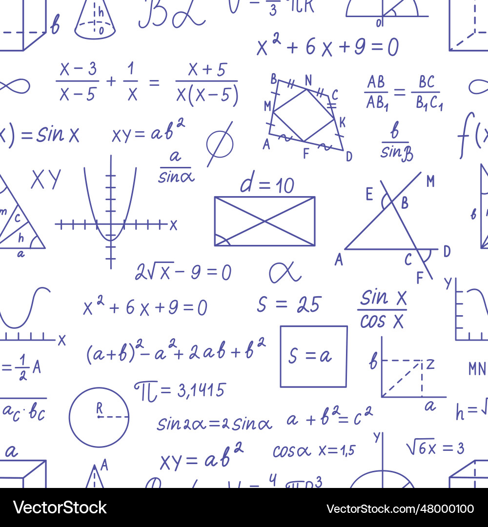 Math seamless pattern mathematics solutions vector image