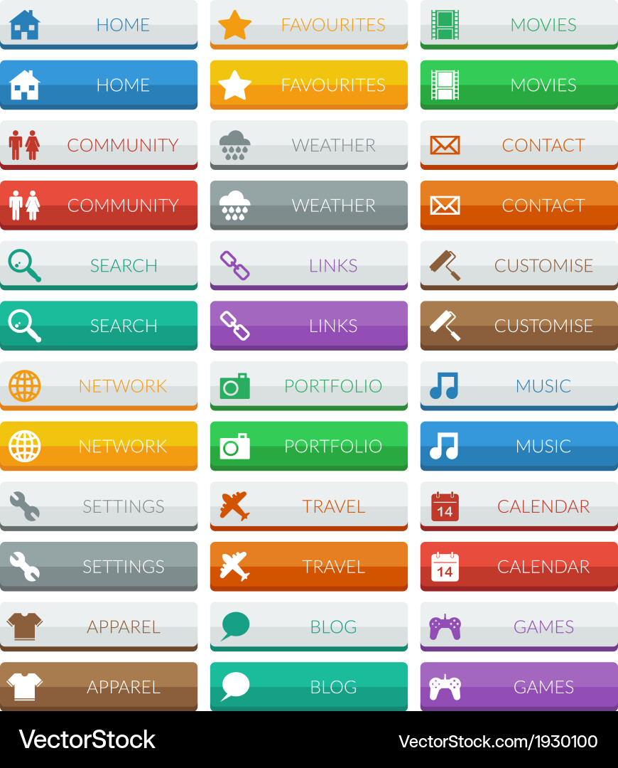 Modern Flat Web Buttons vector image