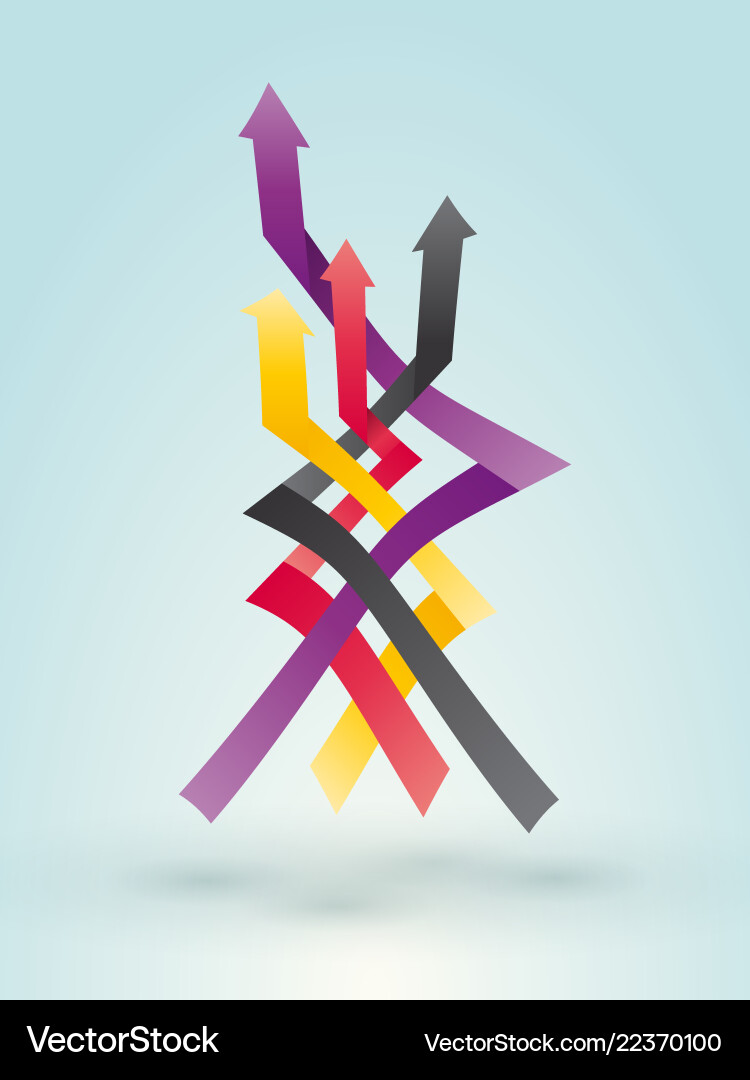 Overlapping colored arrow pointing to the target Vector Image
