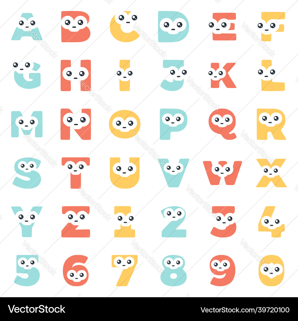 Set characters in the shape of letters vector image